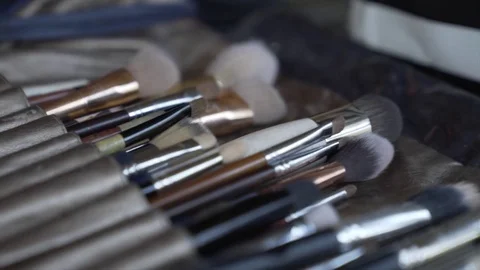 Brush background A makeup brush is a tool with bristles used for the application Stock-Footage 82468674