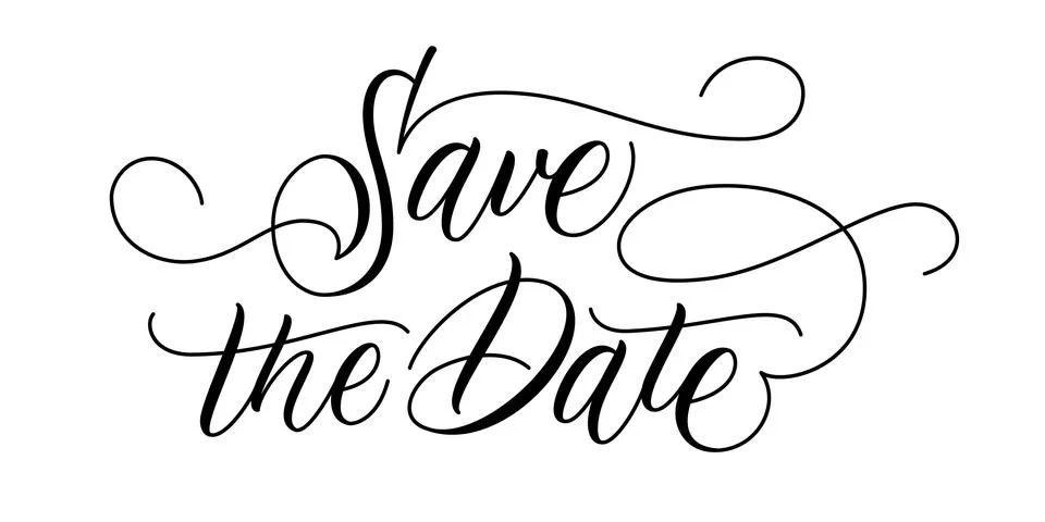 Brush calligraphy Save the Date Stock Illustration