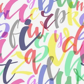 Brush calligraphy style seamless pattern Stock Illustration