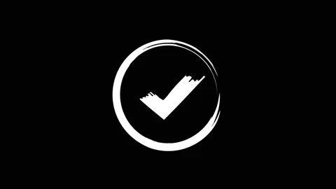 Brush check mark animation.white icon on black background. Video stock 166468310