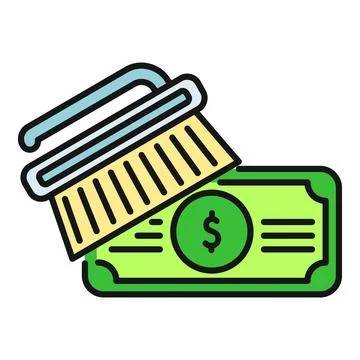 Brush cleaning dollar banknote representing money laundering concept Stock Illustration