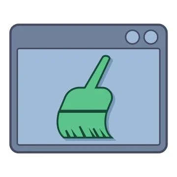 Brush clear cache icon Stock Illustration