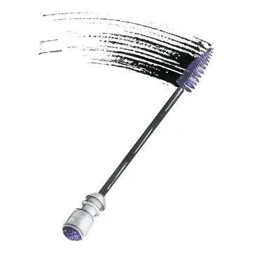 Brush for combing eyelashes and eyebrows with a smear of black paint, mascara Stock Illustration