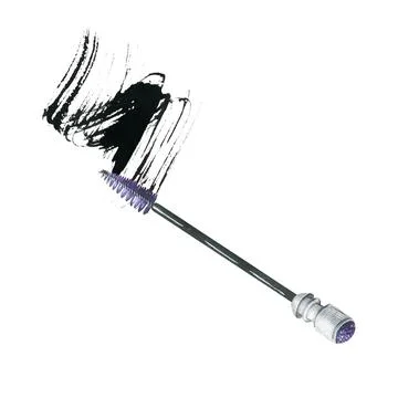 Brush for combing eyelashes and eyebrows with a smear of black paint, mascara Stock Illustration