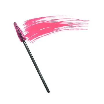 Brush for combing eyelashes and eyebrows with a smear of pink paint, mascara Stock Illustration