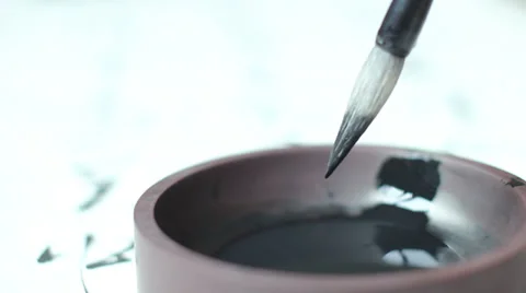 Brush dipped in ink Stock Footage 37819480