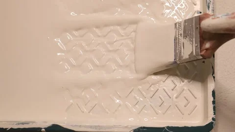 Brush Dipped Into White Paint Close Up Stock Footage 345780181