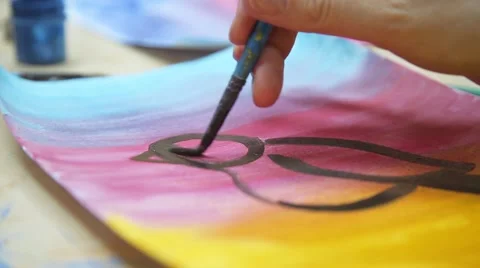 Brush drawing on paper close up Vidéo 59606092