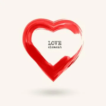 Brush drawing vector heart, isolated on white Stock Illustration