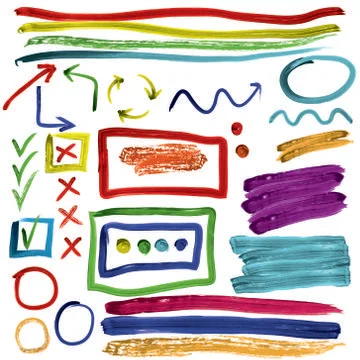 Brush-drawn design elements collection Illustrazione stock