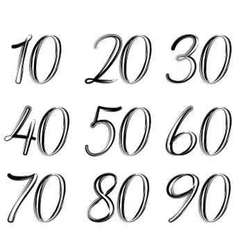 Brush-drawn numerals can be used for price tags and discounts. Stock Illustration