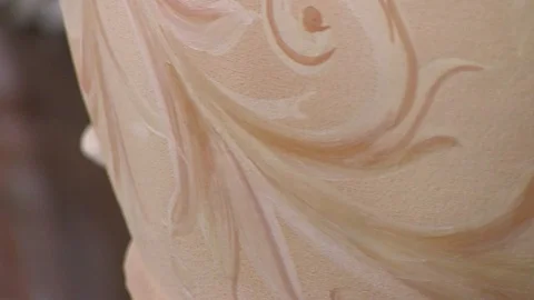 Brush Draws on Ceramic Vase Stock Footage 92498446