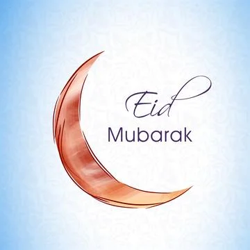 Brush Effect Cruve Moon on White and Blue Floral Background for Muslim Comm.. Stock Illustration