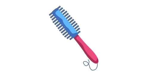 A brush featuring a pink handle and a blue handle, positioned upright again.. Vidéo 332343363
