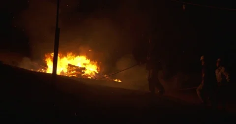 Brush Fire at Night Vidéo 73310009
