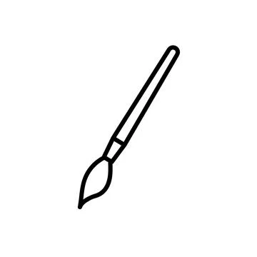 Brush flat icon. Pictogram for web. Line stroke. Isolated on white background Stock Illustration