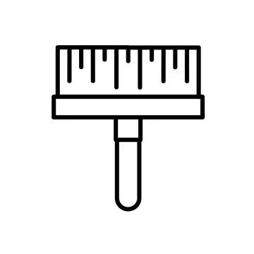 Brush flat icon. Pictogram for web. Line stroke. Isolated on white background Stock Illustration