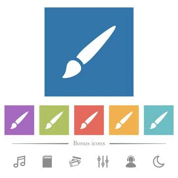 Brush flat white icons in square backgrounds Illustration