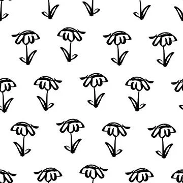 Brush flower vector seamless pattern. Stock Illustration