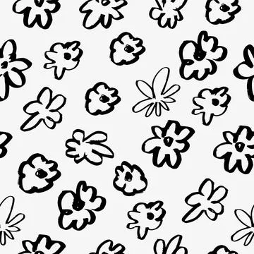 Brush flower vector seamless pattern Illustrazione stock