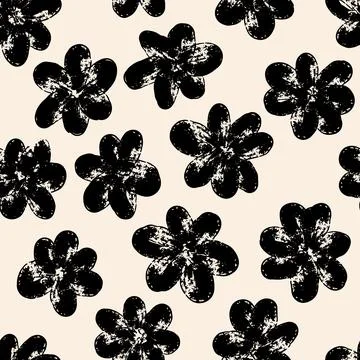 Brush flower vector seamless pattern. Hand drawn botanical ink illustration.. Stockillustratie