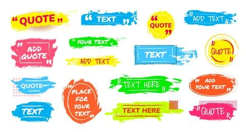 Brush frames. Quote box. Text bubble. Speech dialog border for comment or quo Illustrazione stock