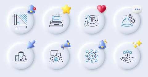Brush, Framework and Inspect line icons. For web app, printing. Vector Stock Illustration