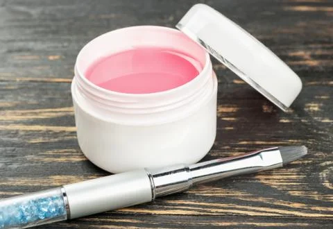 Brush with gel nails Stock Photos