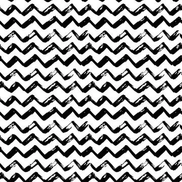 Brush geometric strokes seamless pattern. Abstract hand drawn lines, grunge Stock Illustration
