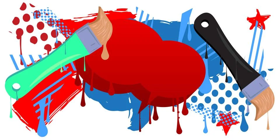 Brush graffiti with speech bubble. Abstract modern Messaging sign street ar.. Stock Illustration