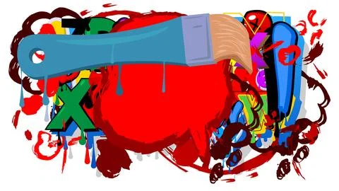 Brush graffiti with speech bubble. Abstract modern Messaging sign street ar.. Stock Illustration