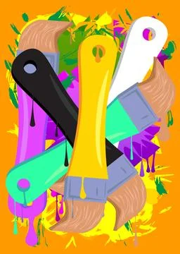 Brush graffiti with speech bubble. Abstract modern Messaging sign street ar.. Stock Illustration