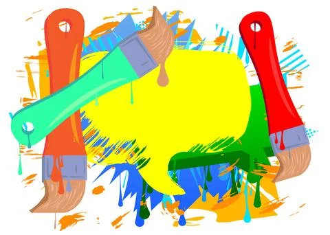 Brush graffiti with speech bubble. Abstract modern Messaging sign street ar.. Stock Illustration