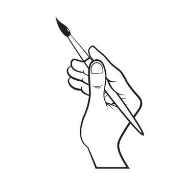 Brush &amp; hand in black Illustrazione stock