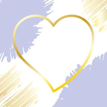Brush hand drawn with linear gold gradient heart Stock Illustration