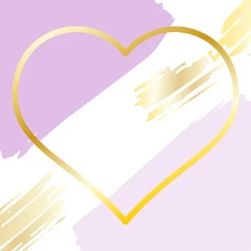 Brush hand drawn with linear gold gradient heart Stock Illustration