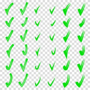 Brush hand drawn painted checkmarks set collection. Collection of hand dood.. Stock Illustration