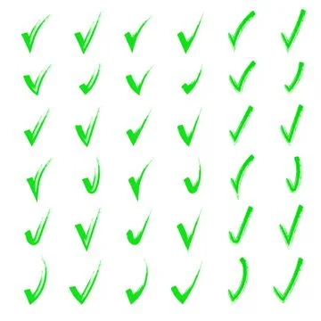 Brush hand drawn painted checkmarks set collection. Collection of hand dood.. Stock Illustration