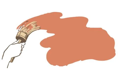 Brush in hand paints the wall Stock Illustration