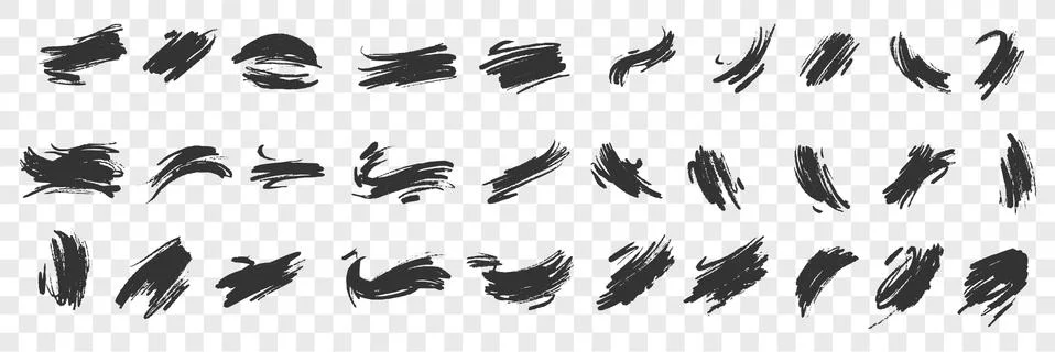 Brush hand scribbles doodle set Stock Illustration