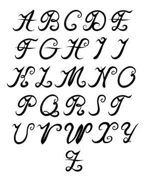 Brush handwritten, type font design concept. black on white. isolated working Illustrazione stock