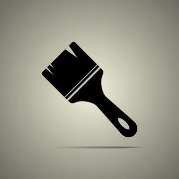 Brush icon in flat style, black and white colors Stock Illustration