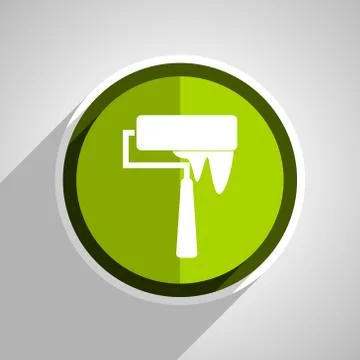Brush icon, green circle flat design internet button, web and mobile app illu Stock Illustration