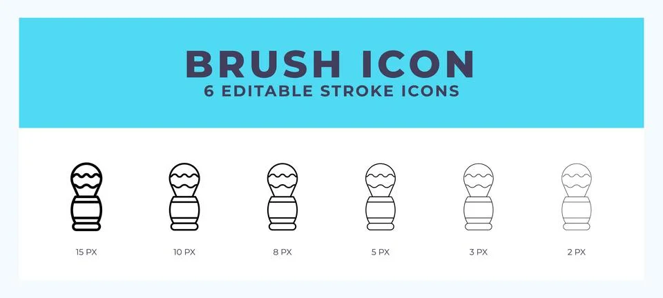 Brush icon set with different stroke. Design elements for logo. Vector illu.. Illustrazione stock
