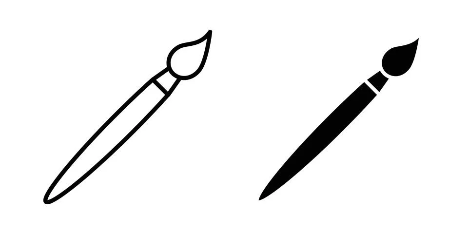 Brush icon thin line and clipart style vector set Ilustração Stock