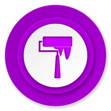 Brush icon, violet button, paint sign. Illustrazione stock