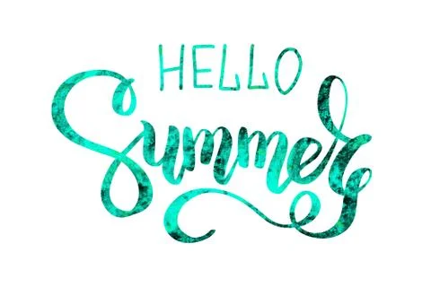 Brush lettering composition. Phrase Hello Summer. Vector illustration EPS10 스톡 일러스트
