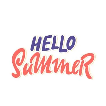 Brush lettering composition. Phrase Hello Summer. Vector illustration on whit Stock Illustration