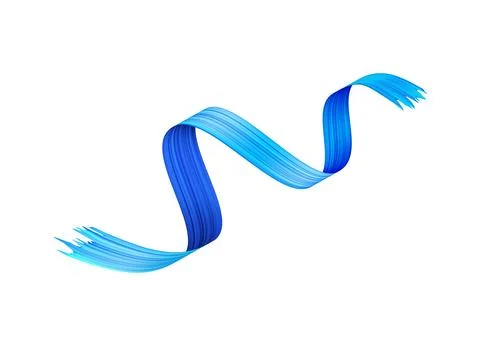 Brush made of colored ribbon with a blue gradient on a white isolated background Stock Illustration