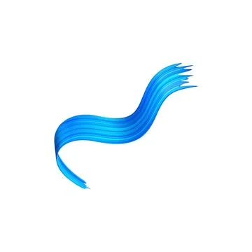 Brush made of colored ribbon with gradient blue texture on isolated background. Illustrazione stock